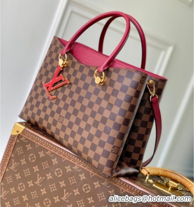 Top Quality Louis Vuitton Riverside Tote Bag in Damier Ebene Canvas N40052 Fuchsia 2025