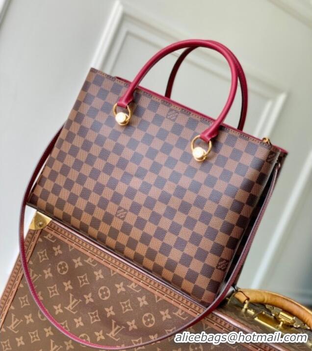 Top Quality Louis Vuitton Riverside Tote Bag in Damier Ebene Canvas N40052 Fuchsia 2025