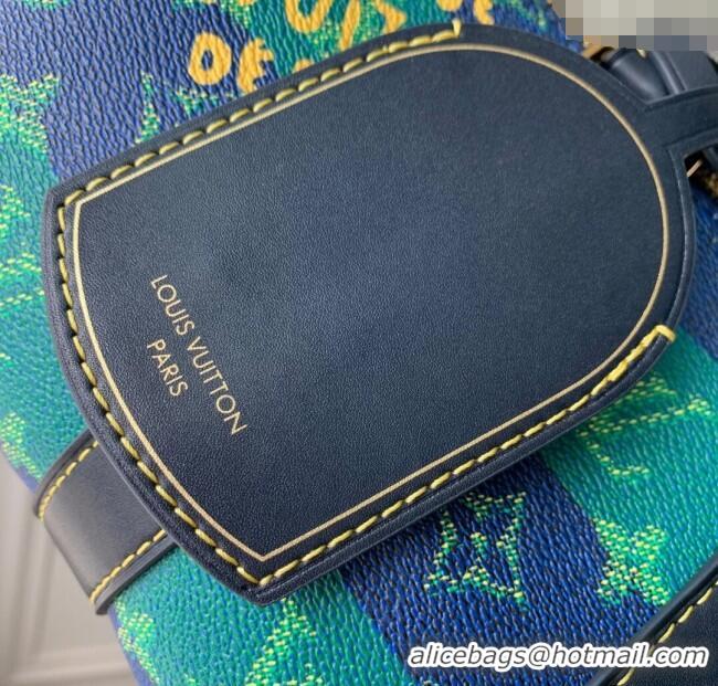 Top Design Louis Vuitton Keepall Bandouliere 25 Bag in Blue Stripes Monogram Heritage Canvas M25786 2025