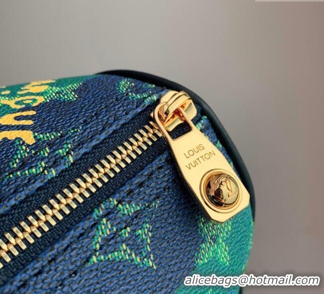 Top Design Louis Vuitton Keepall Bandouliere 25 Bag in Blue Stripes Monogram Heritage Canvas M25786 2025
