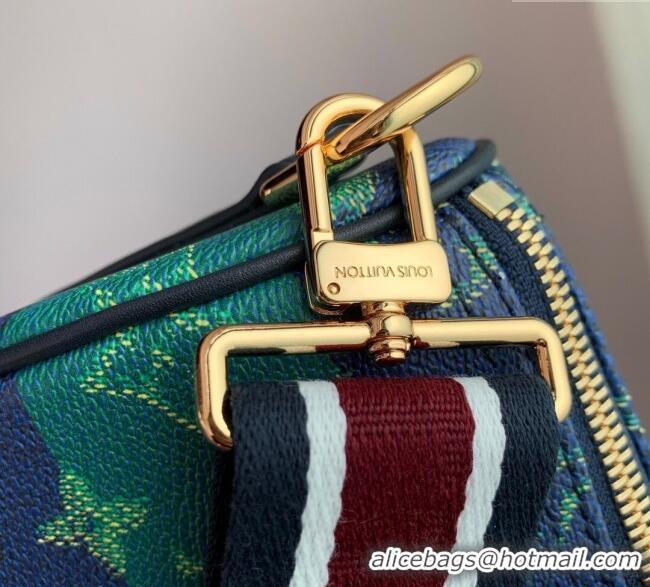Top Design Louis Vuitton Keepall Bandouliere 25 Bag in Blue Stripes Monogram Heritage Canvas M25786 2025