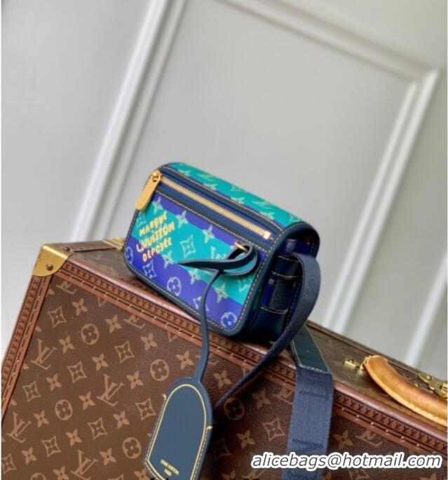 Well Crafted Louis Vuitton Bosphore Wearable Wallet Mini Bag in Blue Stripes Monogram Heritage Canvas M15173 2025