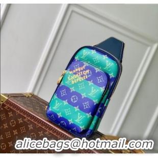 Promotional Louis Vuitton Mens Avenue Slingbag PM Bag in Blue Stripes Monogram Heritage Canvas M26419 2025
