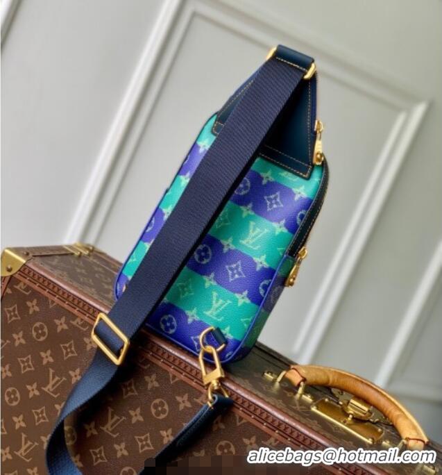 Promotional Louis Vuitton Mens Avenue Slingbag PM Bag in Blue Stripes Monogram Heritage Canvas M26419 2025