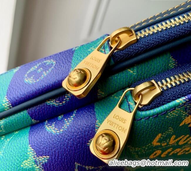 Promotional Louis Vuitton Mens Avenue Slingbag PM Bag in Blue Stripes Monogram Heritage Canvas M26419 2025