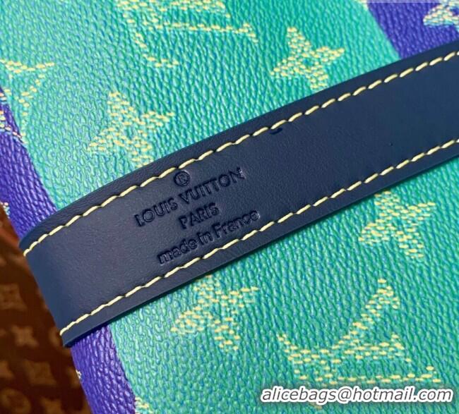 Top Quality Louis Vuitton Keepall Bandouliere 50 Travel Bag in Blue Stripes Monogram Heritage Canvas M25900 2025