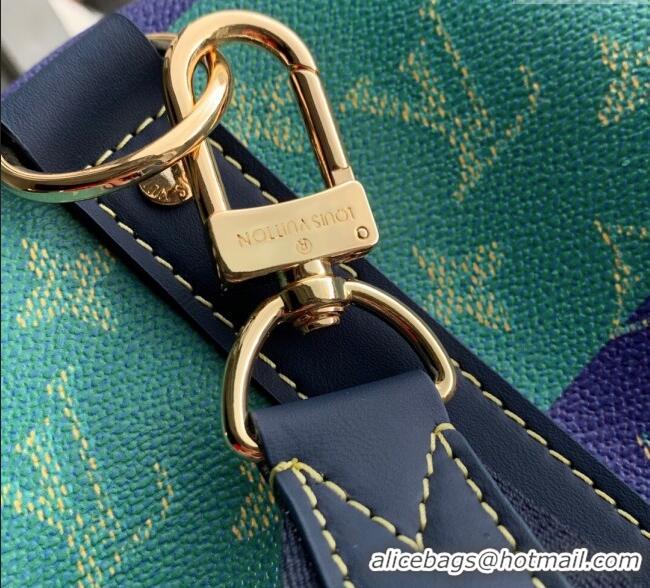 Top Quality Louis Vuitton Keepall Bandouliere 50 Travel Bag in Blue Stripes Monogram Heritage Canvas M25900 2025
