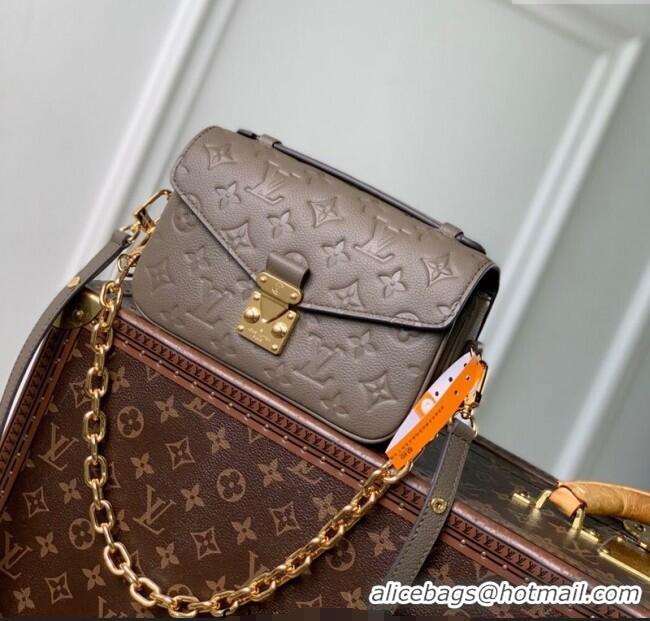 Best Quality Louis Vuitton Pochette Metis East West Bag in Monogram Grained Leather M25910 Smoke Grey 2025