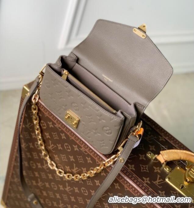Best Quality Louis Vuitton Pochette Metis East West Bag in Monogram Grained Leather M25910 Smoke Grey 2025