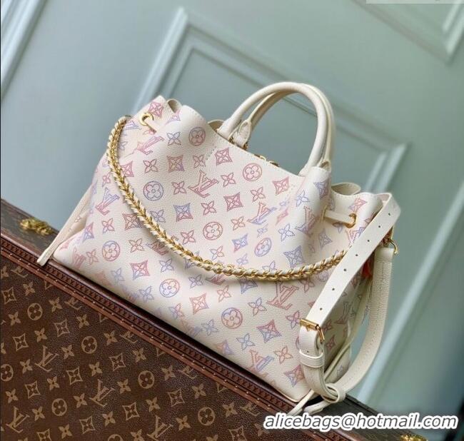 Super Quality Louis Vuitton Bella Tote Bag in Mahina Perforated Calfskin M15116 Dream Cream White 2025
