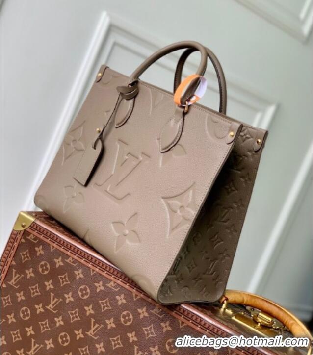 Best Product Louis Vuitton Onthego MM Tote Bag in Maxi Monogram Leather M25523 Smoke Grey 2025
