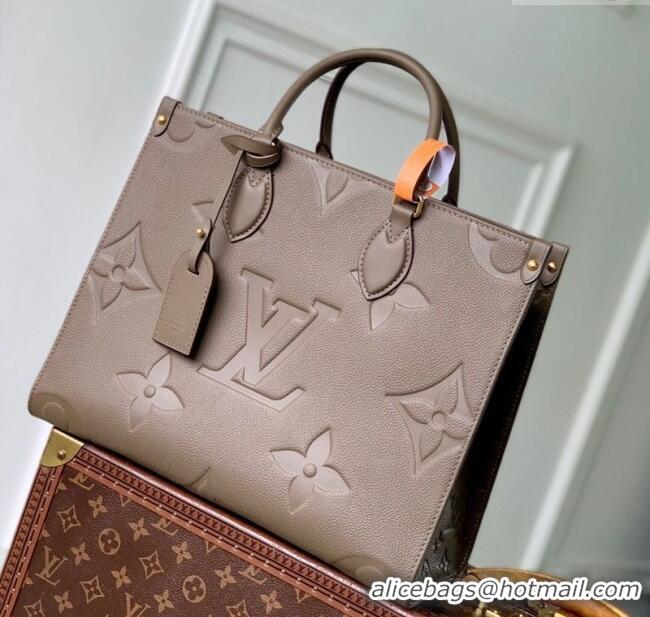 Best Product Louis Vuitton Onthego MM Tote Bag in Maxi Monogram Leather M25523 Smoke Grey 2025