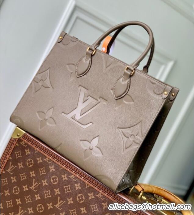 Best Product Louis Vuitton Onthego MM Tote Bag in Maxi Monogram Leather M25523 Smoke Grey 2025
