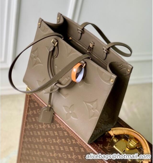 Best Product Louis Vuitton Onthego MM Tote Bag in Maxi Monogram Leather M25523 Smoke Grey 2025