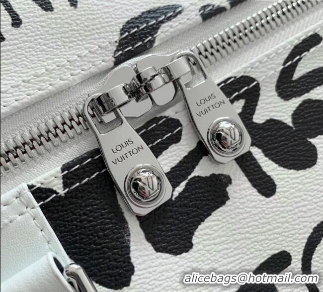 Best Design Louis Vuitton Keepall Bandouliere 50 Bag in Printed Leather N40804 White/Black 2025