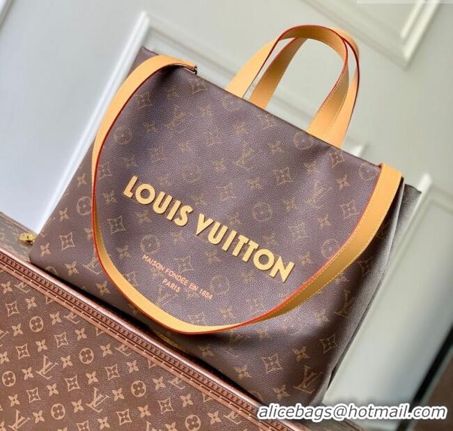 Famous Brand Louis Vuitton Mens Shopper Tote MM bag in Monogram Leather M13928 Brown 2025