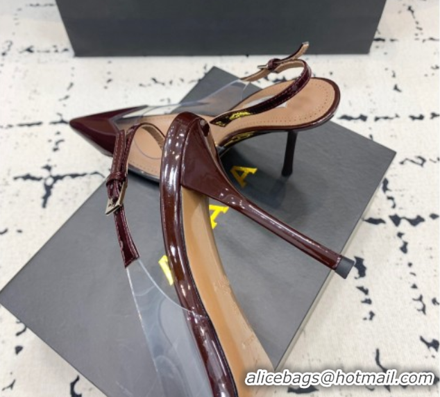 Luxury Alaia Le Cœur Heart Slingback Pumps 10.5cm in PVC and Patent Leather Burgundy 1223039