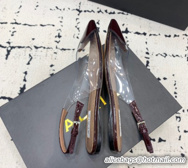 Trendy Design Alaia Le Cœur Heart Slingback Flats in PVC and Patent Leather Burgundy 1223041