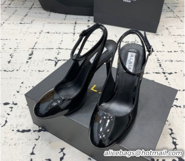 Luxury Alaia Decollete Slingback Pumps 10.5cm in Patent Calfskin Black 1223044