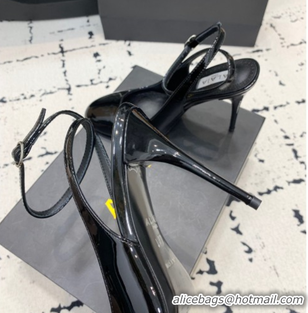 Luxury Alaia Decollete Slingback Pumps 10.5cm in Patent Calfskin Black 1223044