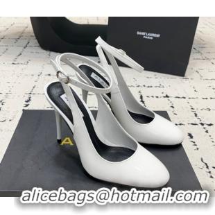 1:1 aaaaa Alaia Decollete Slingback Pumps 10.5cm in Patent Calfskin White 1223045