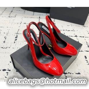 1:1 Alaia Decollete Slingback Pumps 10.5cm in Patent Calfskin Red 1223046
