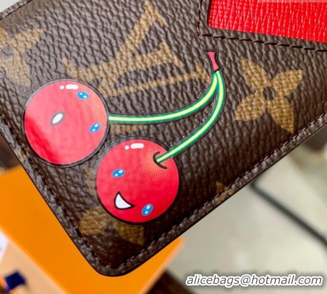 Buy Classic Louis Vuitton LV x TM Cerise Cherry Magnetic Card Holder in Monogram Canvas M14562 2025