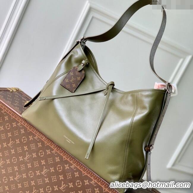 New Design Louis Vuitton Carryall Vibe MM Bag in Lamb leather M14268 Dark Kaki 2025