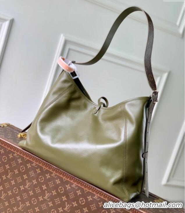 New Design Louis Vuitton Carryall Vibe MM Bag in Lamb leather M14268 Dark Kaki 2025