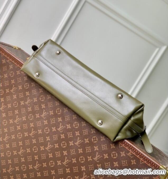 New Design Louis Vuitton Carryall Vibe MM Bag in Lamb leather M14268 Dark Kaki 2025