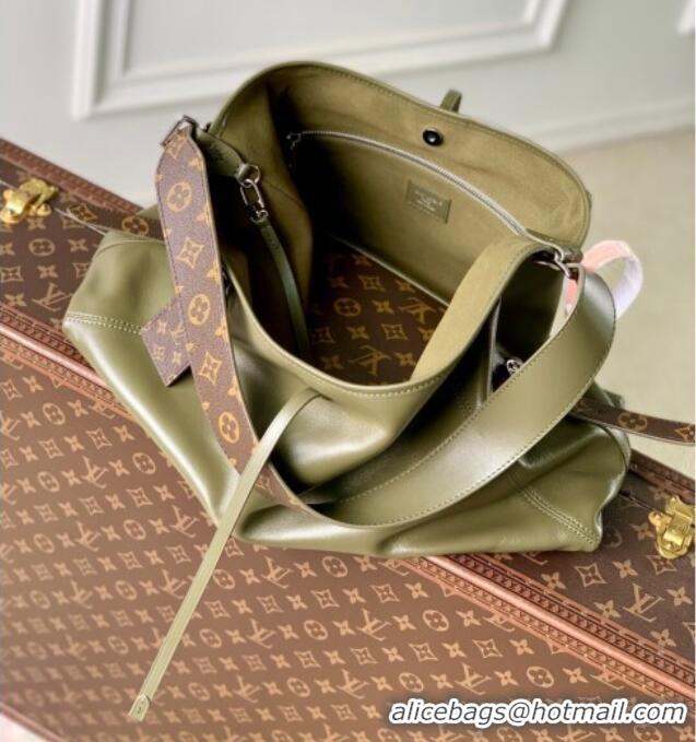 New Design Louis Vuitton Carryall Vibe MM Bag in Lamb leather M14268 Dark Kaki 2025