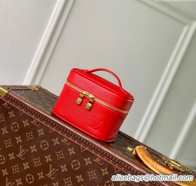 New Stylish Louis Vuitton Nice Nano Pouch in Epi Leather Rouge M25857 Louis Red 2025