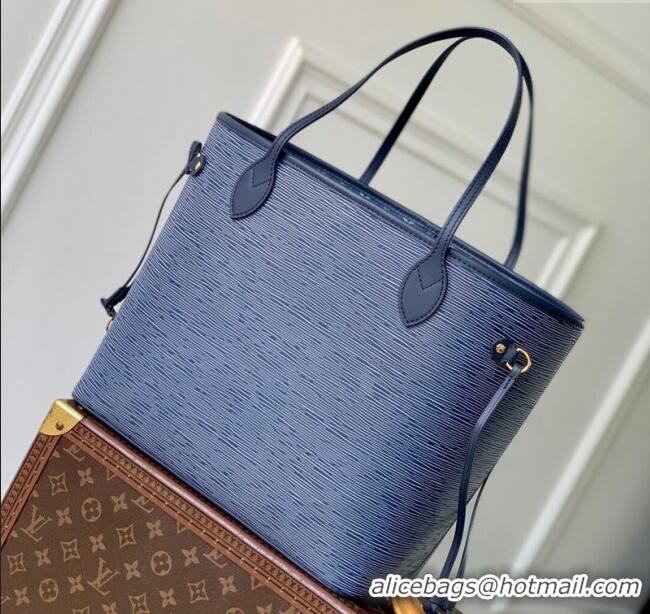 New Stylish Louis Vuitton Neverfull MM Tote bag in Epi Leather M14856 Denim Blue 2025