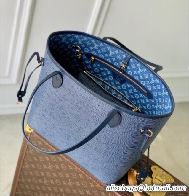 New Stylish Louis Vuitton Neverfull MM Tote bag in Epi Leather M14856 Denim Blue 2025