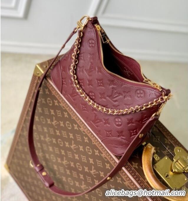 High Quality Louis Vuitton Boulogne Shoulder bag in Embossed Grained Leather M25827 Grenat Red 2025