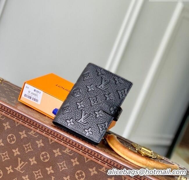 Original Cheap Louis Vuitton Small Ring Agenda Cover in Monogram Leather R20005 Black 2025