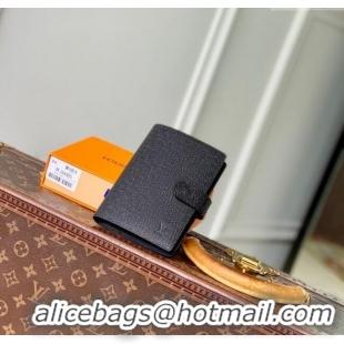Top Quality Louis Vuitton Small Ring Agenda Cover in Taiga Leather R20426 Black 2025