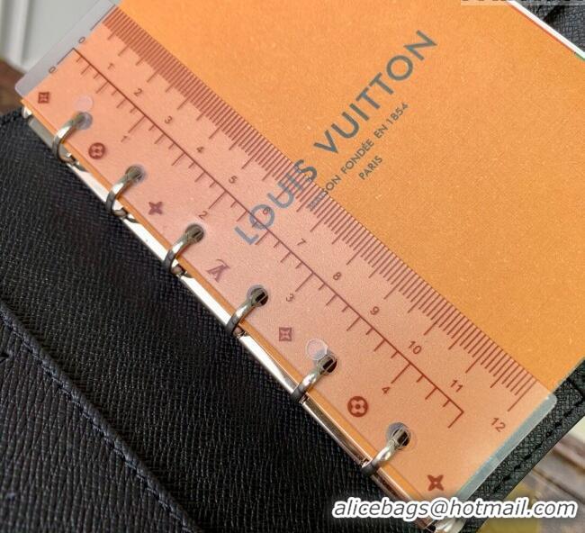 Top Quality Louis Vuitton Small Ring Agenda Cover in Taiga Leather R20426 Black 2025