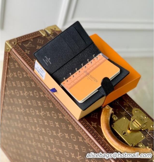 Top Quality Louis Vuitton Small Ring Agenda Cover in Taiga Leather R20426 Black 2025