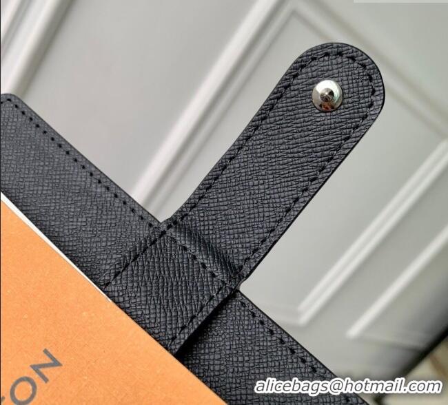Top Quality Louis Vuitton Small Ring Agenda Cover in Taiga Leather R20426 Black 2025