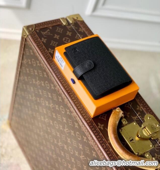 Top Quality Louis Vuitton Small Ring Agenda Cover in Taiga Leather R20426 Black 2025