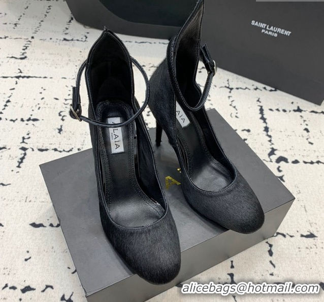 Discount Alaia Decollete Pumps 10.5cm in Haircalf with Ankle Strap Black 1223066