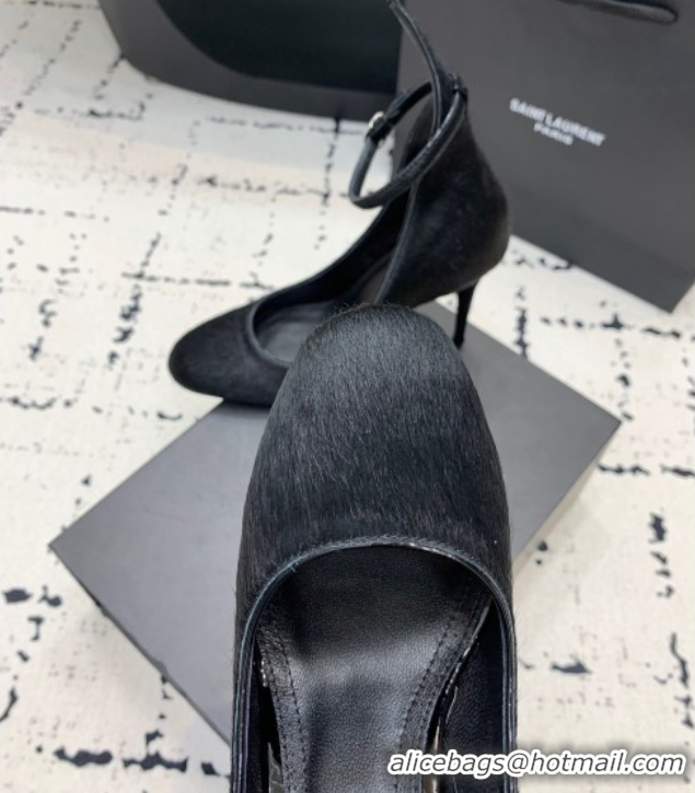 Discount Alaia Decollete Pumps 10.5cm in Haircalf with Ankle Strap Black 1223066