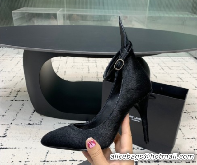 Discount Alaia Decollete Pumps 10.5cm in Haircalf with Ankle Strap Black 1223066