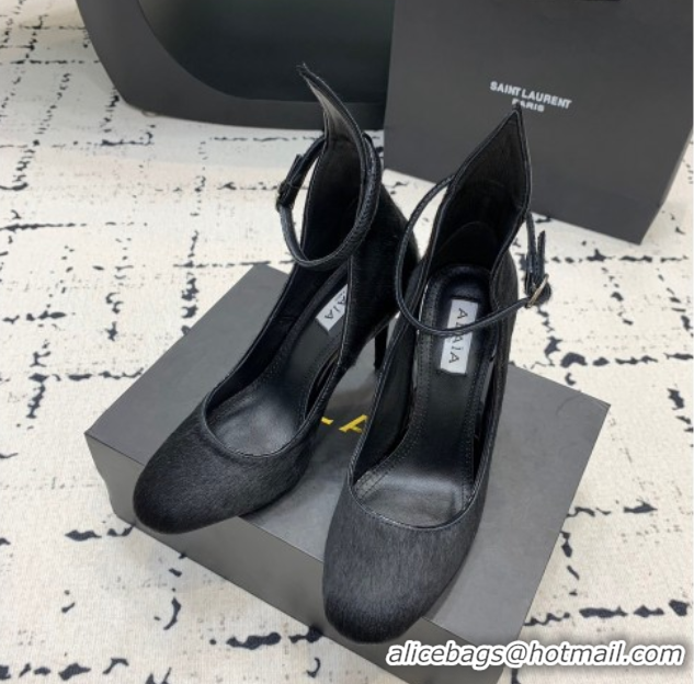 Discount Alaia Decollete Pumps 10.5cm in Haircalf with Ankle Strap Black 1223066