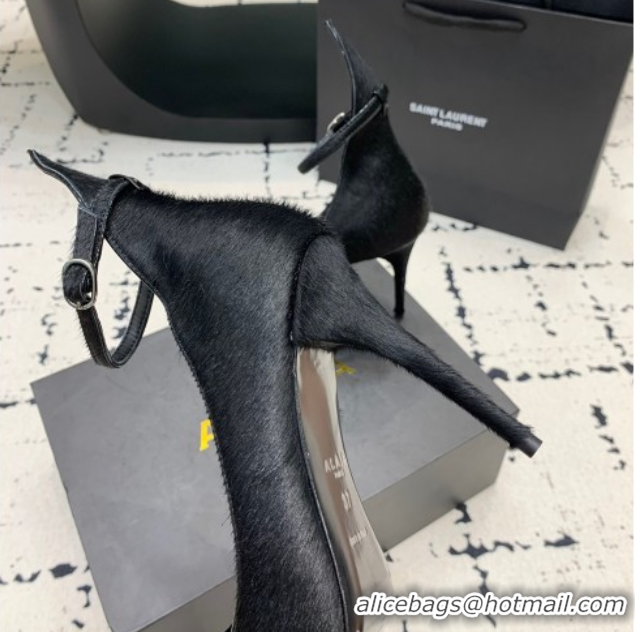 Discount Alaia Decollete Pumps 10.5cm in Haircalf with Ankle Strap Black 1223066