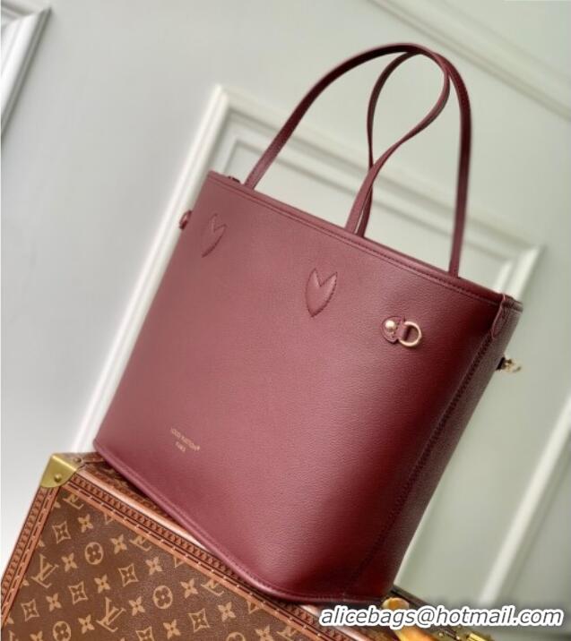 New Design Louis Vuitton Neverfull Inside Out MM M25663 Monogram/Wine Red 2025