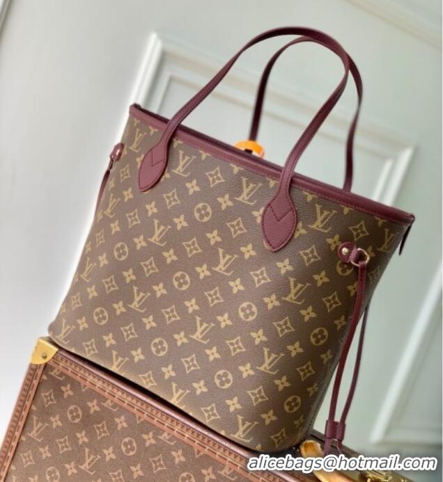 New Design Louis Vuitton Neverfull Inside Out MM M25663 Monogram/Wine Red 2025