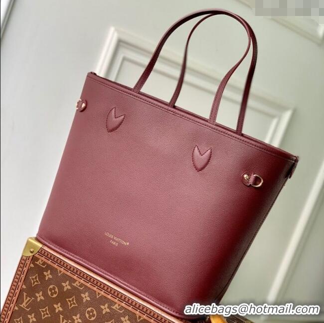 New Design Louis Vuitton Neverfull Inside Out MM M25663 Monogram/Wine Red 2025
