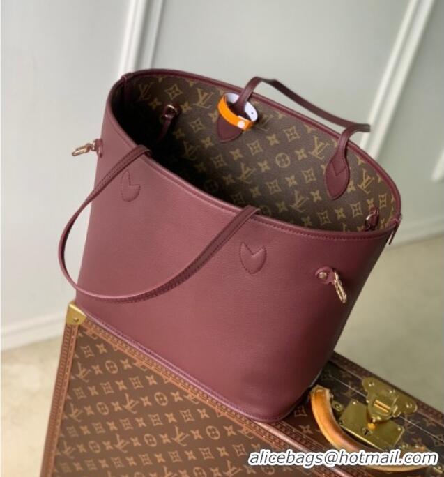 New Design Louis Vuitton Neverfull Inside Out MM M25663 Monogram/Wine Red 2025